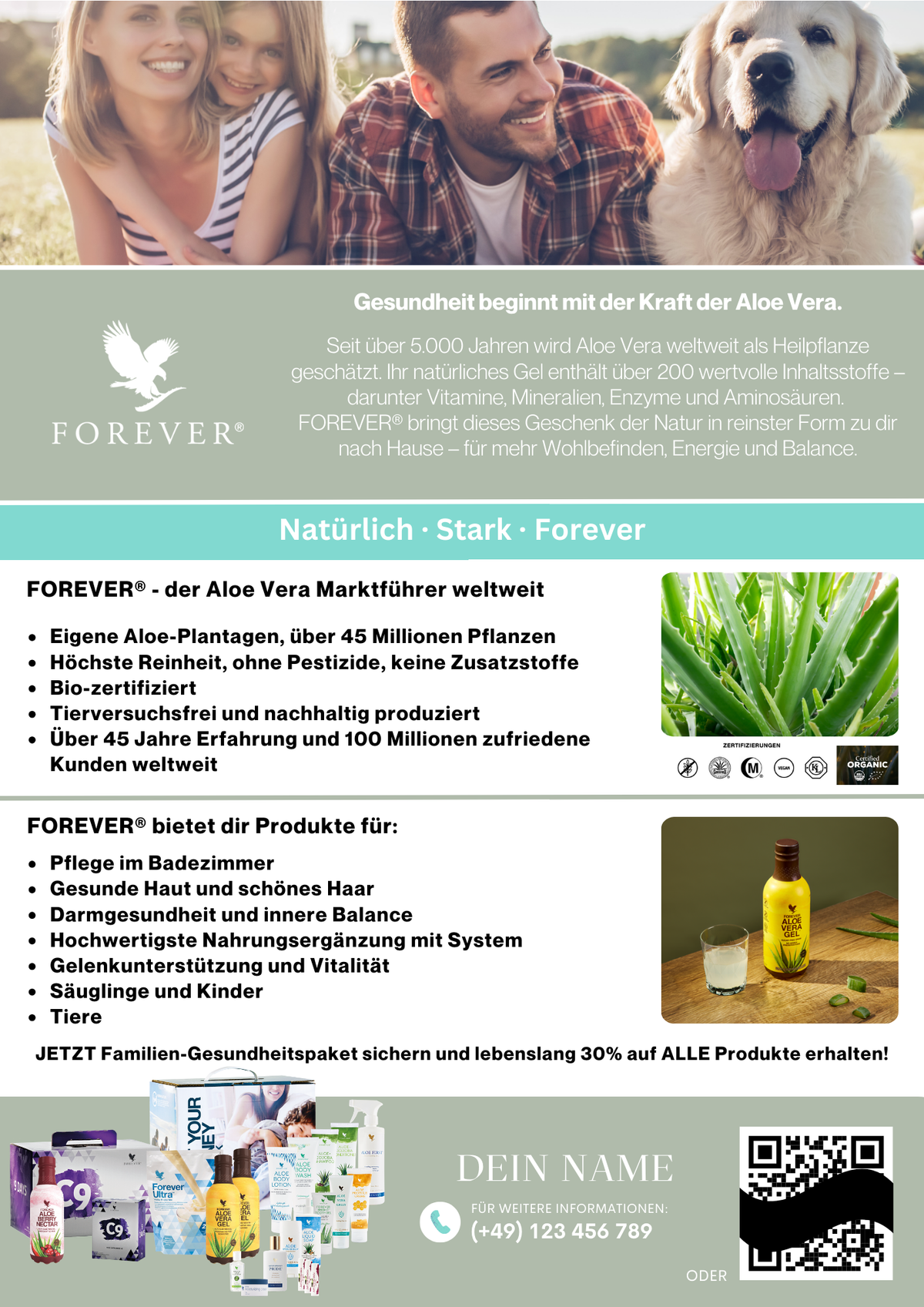 Flyer DIN A5 ALOE VERA & DARMGESUNDHEIT/HAUT 2-seitig