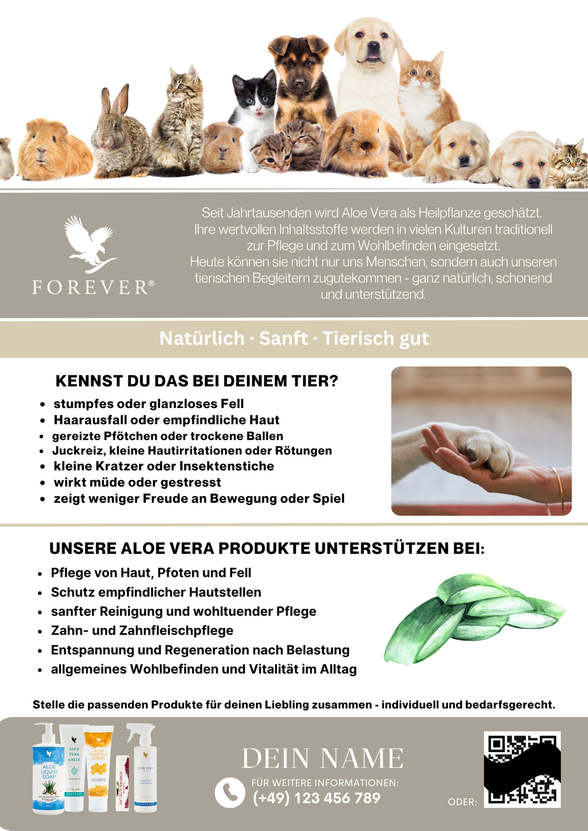 Flyer DIN A5 ALOE VERA & TIERE 2-seitig