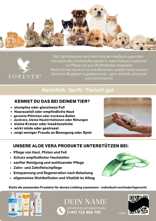 Flyer DIN A5 ALOE VERA & TIERE 2-seitig